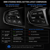 Volante BMW Alcantara de fibra de carbono brillante con rayas rojas y fondo plano para chasis G/F - Diseño exclusivo de CARBONE para F90 M5 M8 X5 X6 M850i M840i M550 M540i
