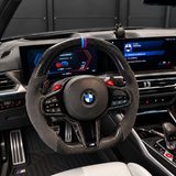 BMW Carbon Fiber & Alcantara Flat Bottom LCI Steering Wheel Tri M Colors for G/F Chassis- CARBONE Signature Design for G20 G30 G80 G82 G87 M2 M3 M4 M5 M8 M340i