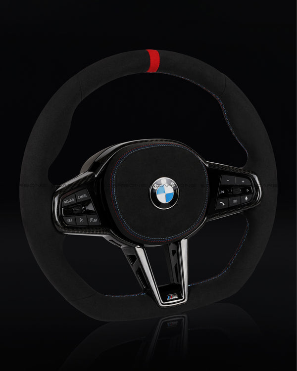 BMW Alcantara Flat Bottom LCI Steering Wheel for G/F Chassis- CARBONE Signature Design for G20 G30 G80 G82 G87 M2 M3 M4 M2 M340i