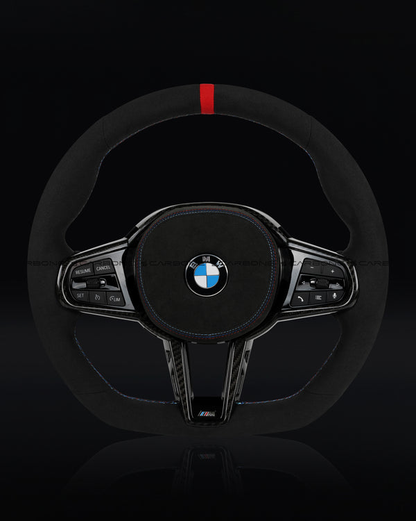 BMW Alcantara Flat Bottom LCI Steering Wheel for G/F Chassis- CARBONE Signature Design for G20 G30 G80 G82 G87 M2 M3 M4 M2 M340i