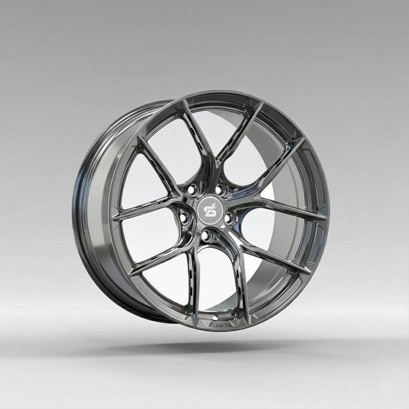 Volante BMW Alcantara de fibra de carbono brillante con rayas rojas y fondo plano para chasis G/F - Diseño exclusivo de CARBONE para F90 M5 M8 X5 X6 M850i ​​M840i M550 M540i 