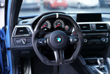 Volante BMW Alcantara de fibra de carbono brillante con fondo plano para chasis F - Diseño exclusivo de CARBONE para F30 F32 F80 F82 M3 M4 M2 335i 340i 328i 440i 435i 