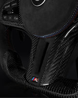 BMW Alcantara Flat Bottom Black N Red Gloss Carbon Fiber Steering Wheel for G/F Chassis- CARBONE Signature Design for F90 M5 M8 X5 X6 M850i M840i M550I M540i