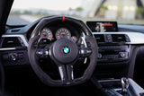 Volante BMW Alcantara de fibra de carbono brillante con fondo plano para chasis F - Diseño exclusivo de CARBONE para F30 F32 F80 F82 M3 M4 M2 335i 340i 328i 440i 435i 