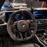 BMW Gloss Carbon Fiber & Alcantara Flat Bottom LCI Steering Wheel for G/F Chassis- CARBONE Signature Design for G20 G30 G80 G82 G87 M2 M3 M4 M5 M8 M340i