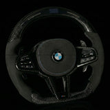 BMW LED Steering Wheel Display Alcantara Flat Bottom Carbon Fiber Steering Wheel for G/F Chassis- CARBONE Signature Design for G20 G30 G80 G82 G87 M2 M3 M4 M2 M340i - CARBONE