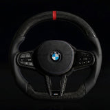 BMW Carbon Fiber & Perforated Leather Flat Bottom LCI Steering Wheel for G/F Chassis- CARBONE Signature Design for G20 G30 G80 G82 G87 M2 M3 M4 M5 M8 M340i - CARBONE
