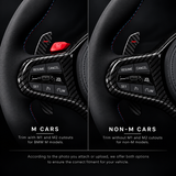Volante de fibra de carbono seco mate con rayas rojas de fondo plano BMW Alcantara para chasis G/F - Diseño exclusivo de CARBONE para F90 M5 M8 X5 X6 M850i ​​M840i M550 M540i 