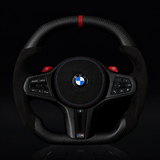 BMW Alcantara Flat Bottom Black N Red Matte Dry Carbon Fiber Steering Wheel for G/F Chassis- CARBONE Signature Design for G20 G30 G80 G82 G87 M2 M3 M4 M2 M340i