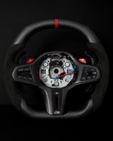 CARBONEBMW Alcantara Flat Bottom Black N Red Matte Dry Carbon Fiber Steering Wheel for G/F Chassis - CARBONE Signature Design for G20 G30 G80 G82 G87 M2 M3 M4 M2 M340iCarbon Fiber Steering Wheel