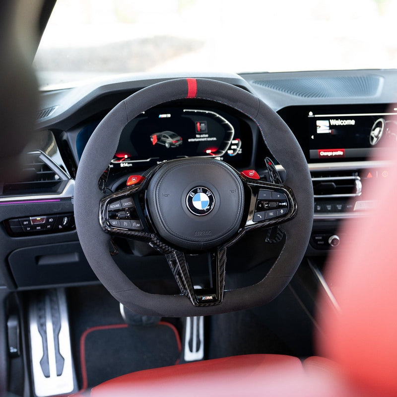 BMW Alcantara Flat Bottom LCI Steering Wheel For G F Chassis CARBONE bmw-alcantara-flat-bottom-lci-steering-wheel-for-g-f-chassis-carbone