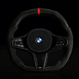 BMW Carbon Fiber & Alcantara Flat Bottom LCI Steering Wheel for G/F Chassis- CARBONE Signature Design for G20 G30 G80 G82 G87 M2 M3 M4 M5 M8 M340i