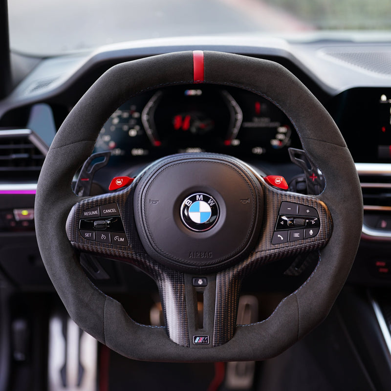BMW Full Alcantara Flat Bottom Steering Wheel For G F Chassis CARBONE bmw-full-alcantara-flat-bottom-steering-wheel-for-g-f-chassis-carbone